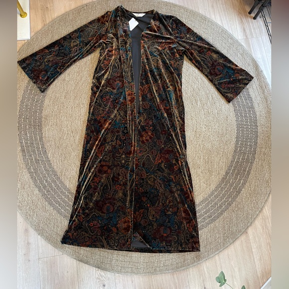 Diamond Tea Vintage Paisley Velvet Robe Housedress - Picture 5 of 11